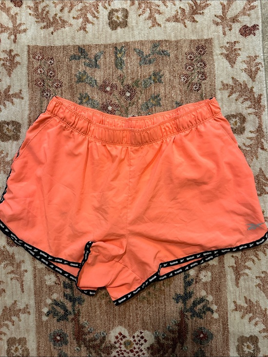 Reebok Pants - Reebok Women's Coral-Orange Athletic Shorts with Black Trim